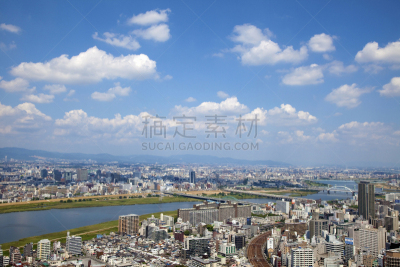 北库,大阪市,天空,城镇景观,水平画幅,地形,淀川区,无人,蓝色,日本