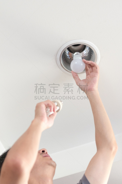 概念,能源,新的,荧光灯,电灯泡,亚洲,男人,发光二级管,改变,援救