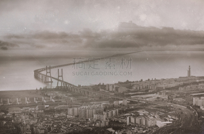 里斯本,航拍视角,40-80年代风格复兴,瓦斯科·达·伽马大桥,桥式,水,天空,格蕾桥,水平画幅,户外
