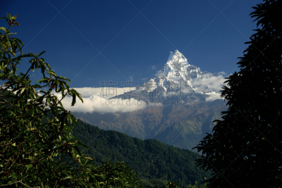 鱼尾峰,喜马拉雅山脉,山,尼泊尔,安纳普纳生态保护区,安娜普娜山脉群峰,天空,水平画幅,雪,无人