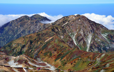 富山,山,秋天,金松树木,黑部水库,富山县,北陆地区,山梨树,天空,里山
