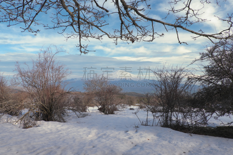 雪,冬天,山,埃特纳火山,西西里,公园,天空,水平画幅,云,尖的