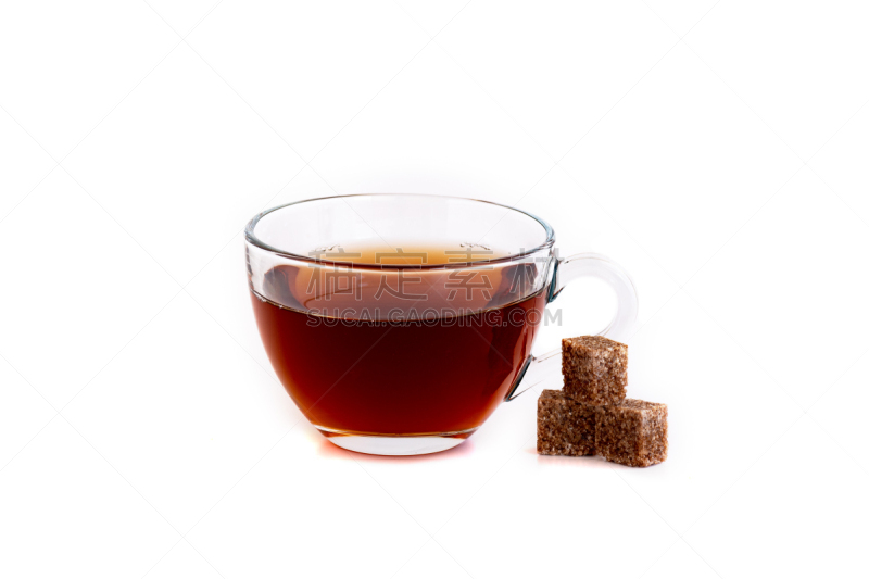 杯,褐色,白色背景,方糖,分离着色,饮料,茶,茶叶,热,清新