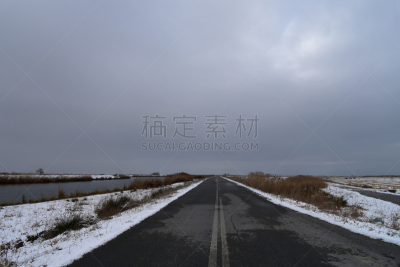 冬天,路,塞萨洛尼基,农业,湿,寒冷,沥青,暗色,环境,云