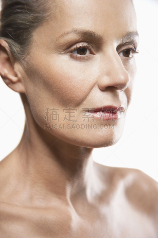 女人,不看镜头,垂直画幅,人,白人,唇膏,特写,认真的,看