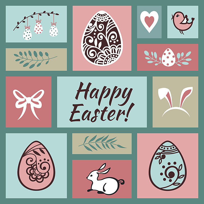 贺卡,复活节,野兔,华丽的,纹理效果,部分,肖像,柔和色,鸟类,鸡蛋