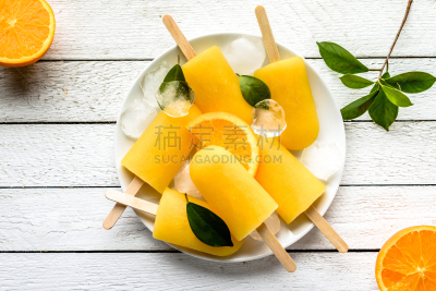 橙子,自制的,背景,木制,冰,白色,碳酸饮料,平铺,风景,上装