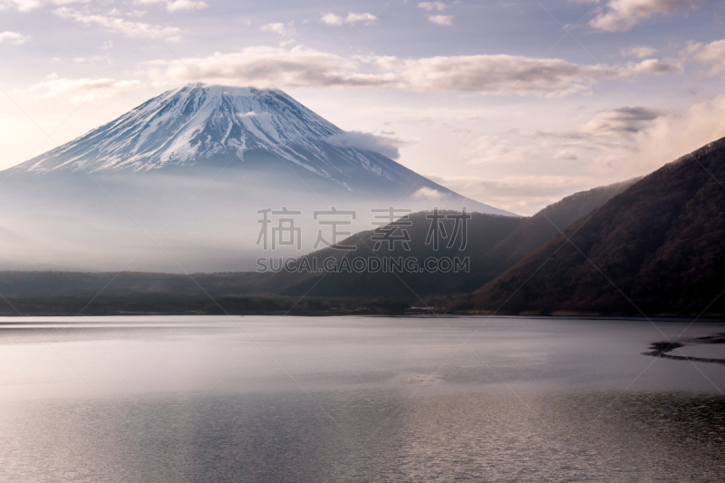 富士山,湖,山,黎明,本栖湖,河口湖,富士河口湖,水,天空,里山