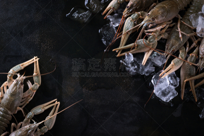 生食,小龙虾,组物体,清新,水平画幅,捕捞鱼,海产,人群,特写,活力