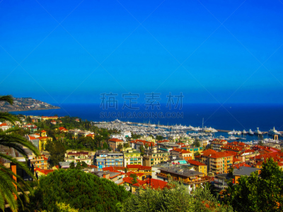 圣瑞莫,意大利,公园,水平画幅,无人,海港,欧洲,圣雷莫,户外,船