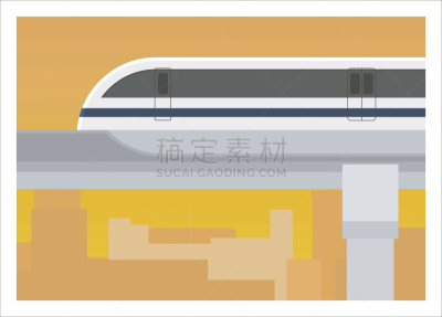 单轨电车,建筑业,背景,天空,高视角,绘画插图,陆用车,高处,火车站站台,城镇