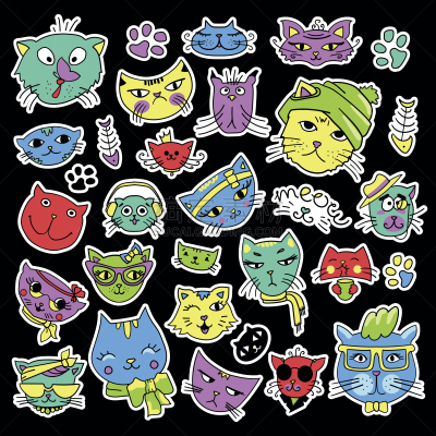 波普风,小猫,证章,时尚,猫,眼罩,贴花,1990年-1999年,纺织补丁,胸针