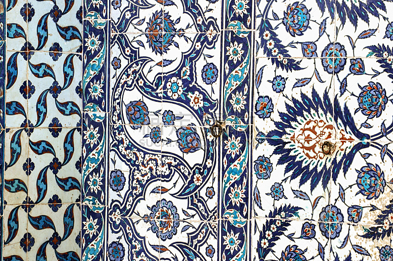 清真寺,瓷砖,土耳其,伊斯坦布尔,墙,水平画幅,无人,蓝色,手艺,古老的