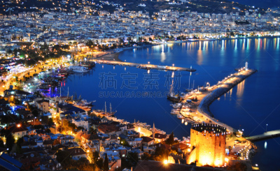 阿拉尼亚,海港,都市风景,半岛,海岸线,克孜勒,水,度假胜地,客船,水平画幅