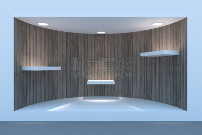 Empty circle storefront or podium with lighting