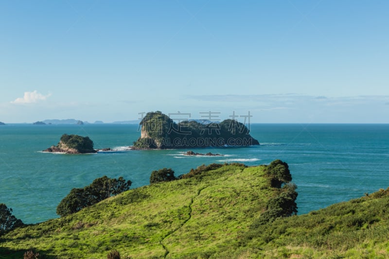 科罗曼德尔半岛,cathedral cove,新西兰,云,海岸线,波浪,植物,自然现象,岩石