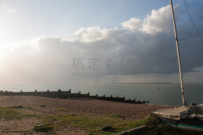 whitstable,海滩,肯特,河口,防波堤,宁静,度假胜地,水平画幅,肯特岛,无人