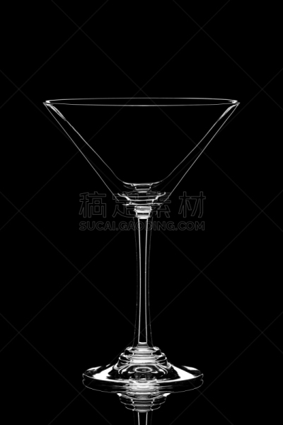 空的,玻璃杯,透明,马提尼,分离着色,黑色背景,饮料,高对比度,含酒精饮料,暗色