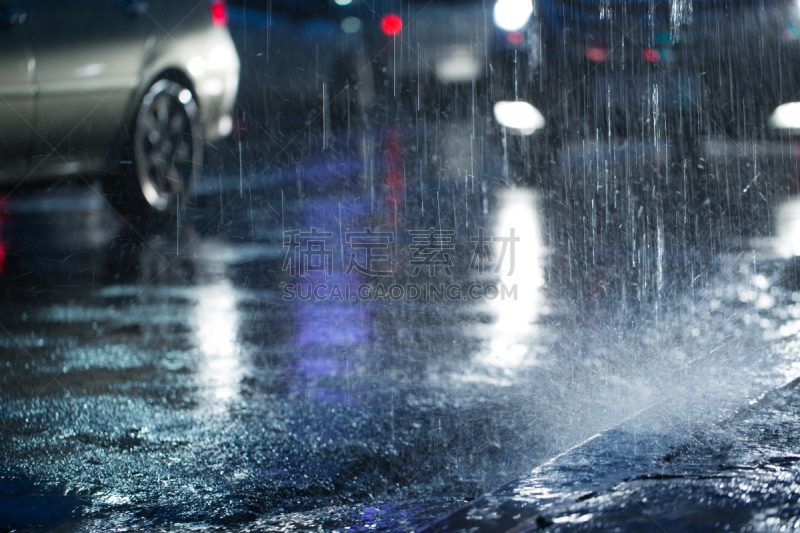 夜晚,雨,运动模糊,交通,固体,水,暴风雨,气候,水平画幅,暴雨