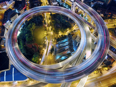 南浦大桥,高架桥,上海,路,未来,高视角,夜晚,多车道公路,现代,街道