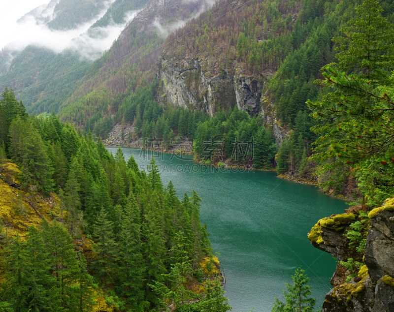 湖,戴布罗坝,华特康县,北喀斯开山脉,北小瀑布国家公园,水,国家公园,水平画幅,无人,户外