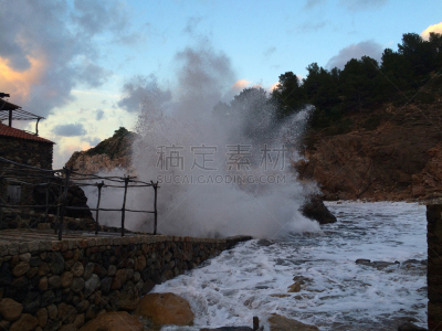 暴风雨,波浪,冬天,马略卡,季节,怪物,自然,水平画幅,地形,无人