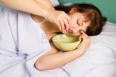 人的鼻子,女人,法拉盛,美,青少年,头痛,水平画幅,纸巾,纯净,户外