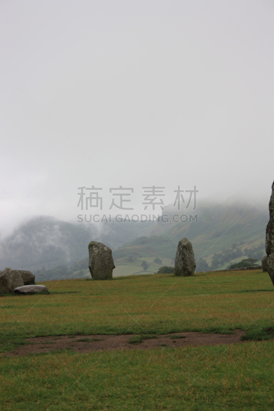 卡塞里格石圈,英格兰湖区,远古的,云景,过去,凯立克,垂直画幅,立石,石圈,云