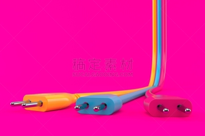 电,电缆,空白的,留白,电插头,水平画幅,橙色,能源,无人,蓝色