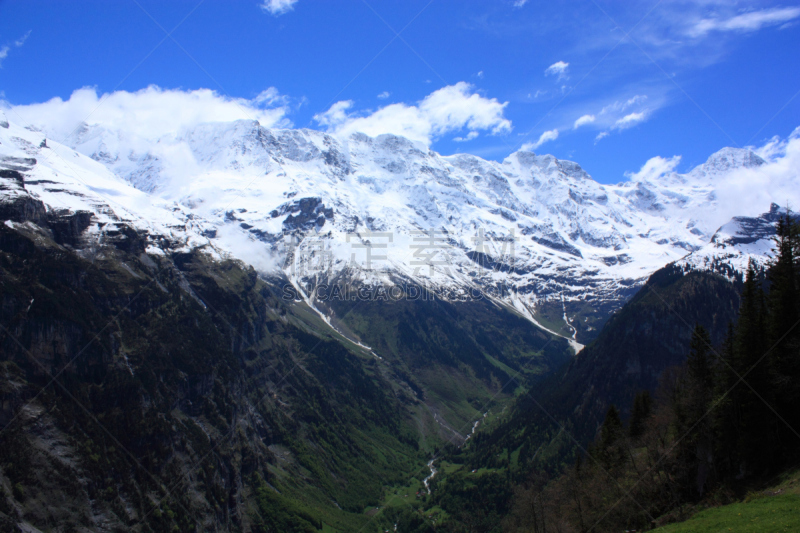 瑞士阿尔卑斯山,基米尔沃尔德,施雷克峰,米伦莫伦,威特洪山,希尔特峰,少女峰,水平画幅,山,雪