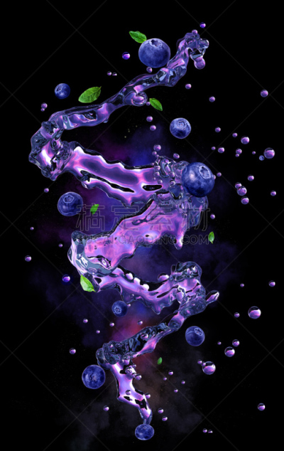 螺线,果汁,蓝莓,三维图形,液体,华丽的,绘画插图,饮料,湿,纯净