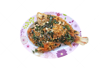 深的,草本,叶子,罗非鱼,花生,脆,面包,食品,佛手柑,泰国