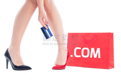 com域名,信用卡,概念,水平画幅,腿,电子商务,高跟鞋,白人,想法,部分