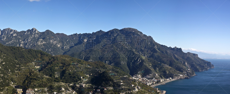 全景,阿玛菲海岸,都市风光,自然,萨莱诺,阿玛尔菲,拉韦洛,水平画幅,山,建筑
