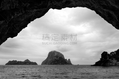 伊比沙岛,海滩,西班牙威德拉,杜塞尔多夫,水,天空,水平画幅,无人,夏天,巴利阿里群岛