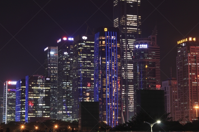 深圳,建筑外部,夜晚,水平画幅,北极光,户外,灯,光,都市风景,现代