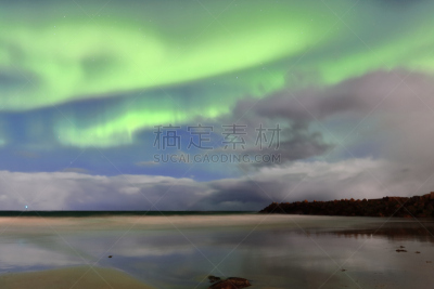 极光,北极光, 罗弗敦群岛 ,海滩,挪威,岛,在上面,外逸层的大气,质子,北极点