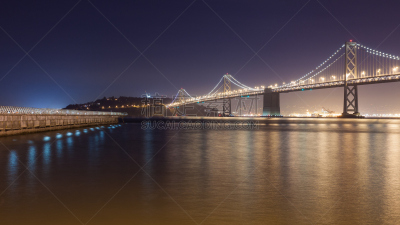 金银岛,海湾大桥,湾区,水,天空,水平画幅,夜晚,无人,曙暮光,户外