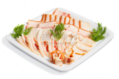 切片食物,肥胖,猪肉,餐具,饮食,水平画幅,主菜餐盘,无人,开胃品,膳食