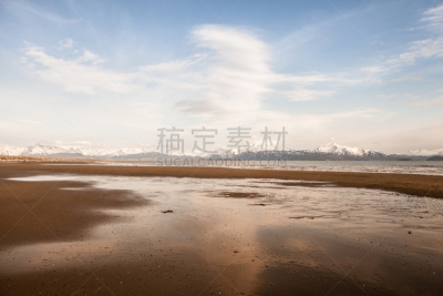 沙子,海滩,卡彻马克海湾,霍默,肯奈半岛,自然,水,天空,水平画幅,地形