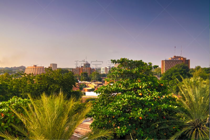 Aerial view to  Niamey at sunset Niger