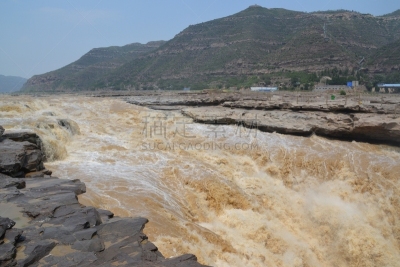 壶口瀑布,黄河,陕西省,中国,山西省,著名自然景观,天空,沟壑,水平画幅,瀑布