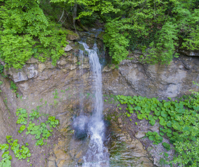 无人机,悬崖,长的,瀑布,埃法特岛,mele cascades waterfall,峭壁,梯田,水,沟壑