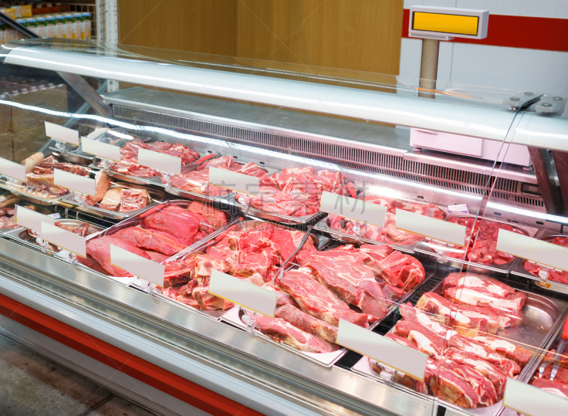 肉制品,水平画幅,无人,冰箱,商店,牛排,腰肉,肉,红色,成分