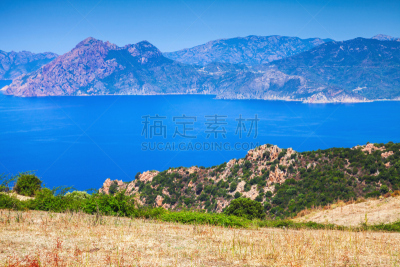 夏天,全景,科西嘉,海岸地形,水,度假胜地,休闲活动,水平画幅,piana,无人