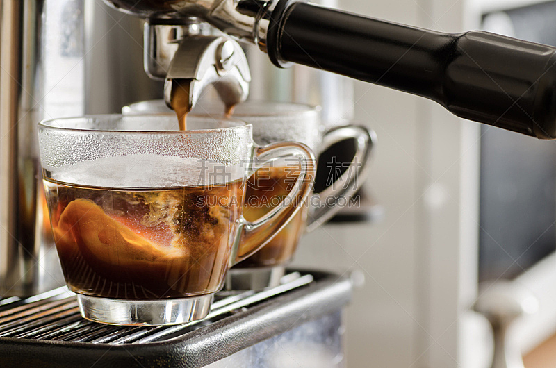 咖啡,杯,咖啡机,机器,食饮供应,褐色,咖啡馆,芳香的,水平画幅,玻璃杯