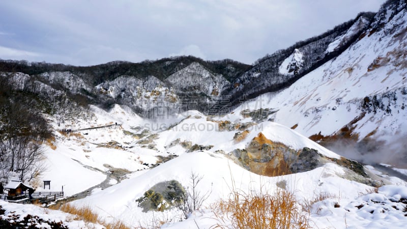 地狱谷,北海道,雪,山谷,冬天,地形,地狱,国家公园,登别市,温泉