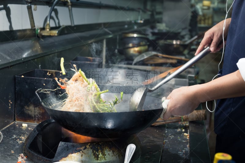 水平画幅,烧菜（法式烹调）,特写,泰国,室内,厨房,烤炉,美味,食品,火焰