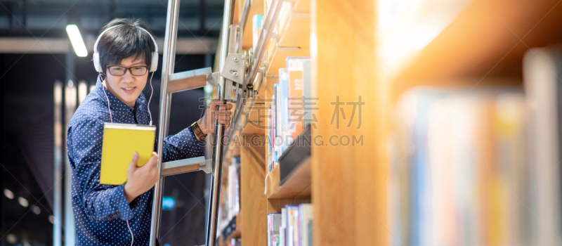 图书馆,机遇,大学生,书架,书店,书,男人,知识,梯子,研究