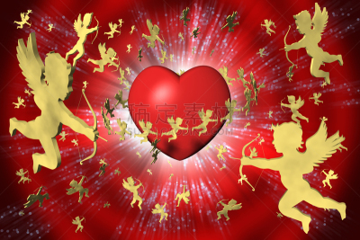 三维图形,情人节,丘比特,绘画插图,背景,事件,贺卡,蛋糕,浪漫,异性恋